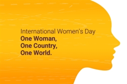 [ai] An illustration celebrating International Womenâ€™s Day, featuring a silhouette of a woman's profile against an orange background. Text reads: 'International Women's Day. One Woman, One Country, One World.'.